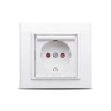 Priza Schuko Ovivo Mina Albă, Protecție Copii, Montaj Incastrat, 220V