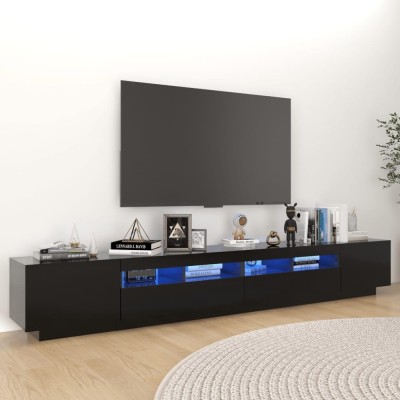 Gossi comoda tv cu lumini led, negru, 260x35x40 cm foto