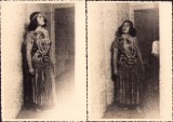P1146 Lot de 2 poze cu artista Ioana Nicola &icirc;n &bdquo;Aida&rdquo; la București, 1947