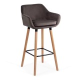 Scaun de bar cu scaun din catifea și cadru din lemn de ABS 1271 gri