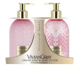 Vivian Gray Gemstone Pink White Musk Pineapple - set cadou sapun lichid si lotiune de maini, 2 x 300 ml