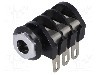 Conector jack, Jack 6,3mm, 3 contacte, mama, CLIFF - J/SKT S4/BBB BLK UNASS