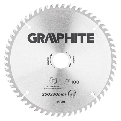 Disc fierastrau circular varf vidia/100 dinti 250x30mm pentru Al GRAPHITE 55H611 HardWork ToolsRange foto