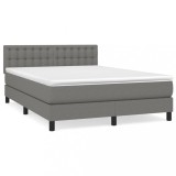 Cumpara ieftin Pat box spring cu saltea, gri inchis, 140x200 cm, textil