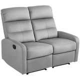 HOMCOM Fotoliu dublu, Fotoliu de relaxare cu spătar dublu reglabil și suport pentru picioare, pentru Living, Captușeală din Material Textil, Gri | Aos
