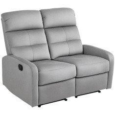 HOMCOM Fotoliu dublu, Fotoliu de relaxare cu spătar dublu reglabil și suport pentru picioare, pentru Living, Captușeală din Material Textil, Gri | Aos