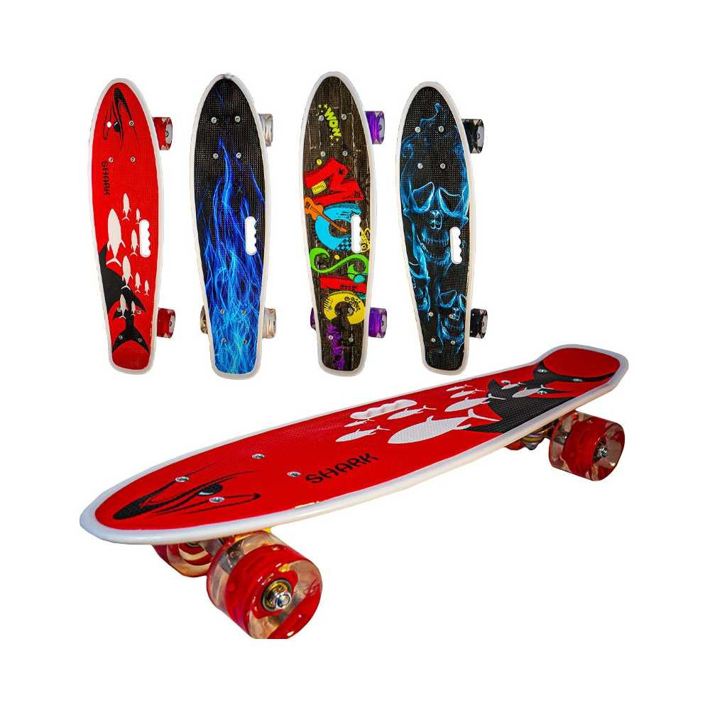 Placa skateboard cu roti din silicon si lumini led, model multicolor,  pentru copii, 55 cm lungime | Okazii.ro