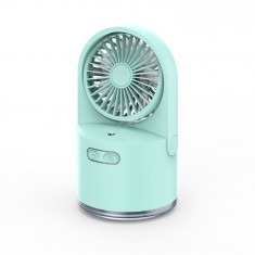 Ventilator Portabil, functie de umidificare, racire si rotire, cu USB si Led, 3 trepte de viteza, verde