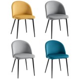 HOMCOM Set de 4 scaune de dining scaun de bucătărie din stil scandinav cu acoperiș din catifea și picioare subțiri de metal, pentru sufragerie, camera