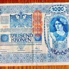 B109A-Bancnota 1000koroane 1902 Austria- Ocupatia germana Reich al 2 lea razboi.