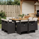 Cumpara ieftin Set mobilier de grădină cu perne, 9 piese, negru, poliratan