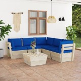 vidaXL Set mobilier grădină din paleți cu perne, 6 piese, lemn molid 3063538