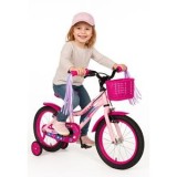 Manere Decorative Bicicleta Copii Fucsia cu Panglici Colorate 25cm, Cauciuc, CMCLASS