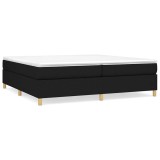Cumpara ieftin Cadru de pat cu arcuri, negru, 200x200 cm, textil