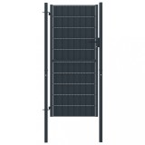vidaXL Poartă de gard, antracit, 100x204 cm, PVC și oțel