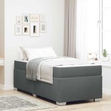 Cumpara ieftin Cadru de pat cu saltea Gri inchis 90 x 190 cm tesatura