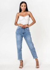 Blugi dama mom fit Nina Carter albastru P502-21 M7