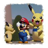 Cumpara ieftin Sticker decorativ Mario si Pikachu, Multicolor, 55 cm, 11160ST, Oem