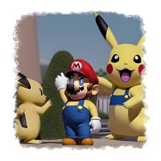 Sticker decorativ Mario si Pikachu, Multicolor, 55 cm, 11160ST foto