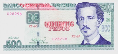 Bancnota Cuba 500 Pesos 2022 - P131 UNC foto