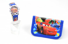Set cu ceas pentru copii CARS din desene animate si portofel cadou MK01 foto