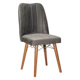 Cumpara ieftin Scaun din catifea Vespera picior gri - culoarea nuc
