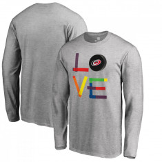 Carolina Hurricanes tricou de bărbați cu mânecă lungă grey Hockey Is For Everyone Love Square - M