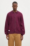 Butter Goods cardigan Mohair Button Up Knitted Shirt bărbați, culoarea violet, BG243400