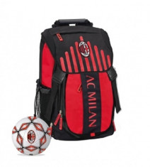 Ghiozdan-Rucsac extensibil AC Milan, 41cm cu minge cadou foto