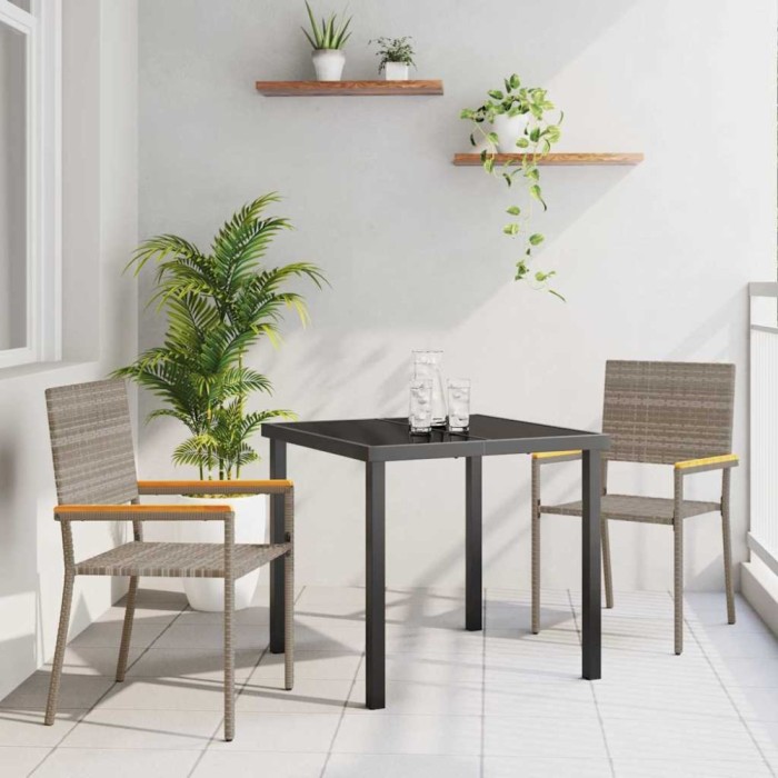 vidaXL Set de masă pentru grădină 3 pcs Gri Rattan poli 3379709