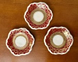 3 FARFURIOARE DIN PORTELAN FIN ALKA KUNST BAVARIA- BURGUND D10,5CM