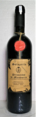 C 95 VIN ROSU, PRIMITIVO DI MANDURIA, DOC, SOLOPERTO, RECOLTARE 2004 CL 75 GR 14 foto