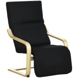 HOMCOM Fotoliu Relaxant Confort si Relaxare cu Cotier reglabil detasabil 94 x 66,5 x 100 cm Lemn Masiv Negru | Aosom Romania