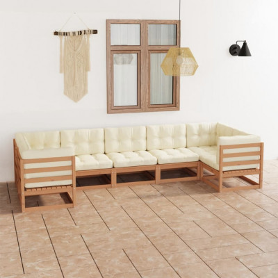 Set mobilier gradina perne, 7 piese, maro miere lemn masiv pin GartenMobel Dekor foto