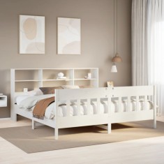 vidaXL Cadru de pat fără saltea, alb, 180x200 cm, lemn masiv pin