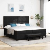 VidaXL Pat cu arcuri cu saltea Negru 200 x 200 cm țesătură