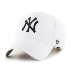 47brand șapcă MLB New York Yankees culoarea alb, cu imprimeu B-MVP17WBV-WHF