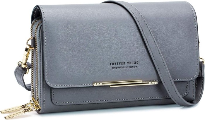 Geanta de umar crossbody Roulens, din piele PU, gri - RESIGILAT