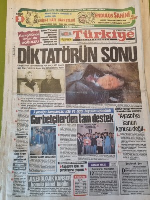 ziarul turcia - 27 decembrie 1989 - moartea sotilor ceausescu - in limba turca foto