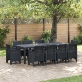 VidaXL Set Masă Grădină 11 pcs Antracit 250 x 100 x 73 cm Poliratan