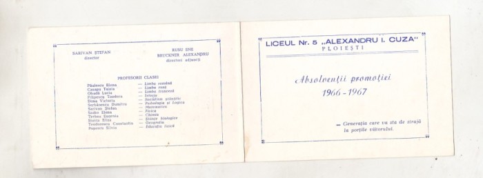 bnk div Liceul Al I Cuza Ploiesti - Absolventii promotiei 1966-1967