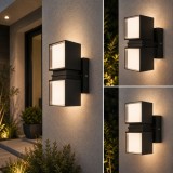 Aplica LED Exterior Erste Elan 18W 4000K IP65 Negru Mat 140x97x232mm Corp Iluminat Perete Modern Fatada Casa Rezistent la Apa si Praf Eficient