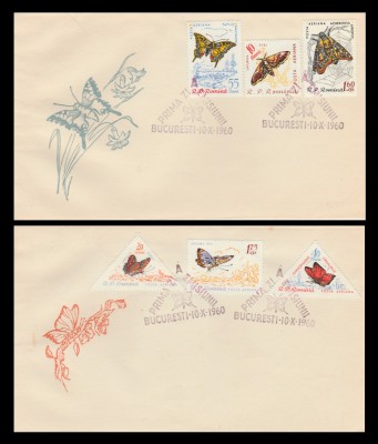 1960 Romania - 2 FDC Fluturi, LP 505 foto