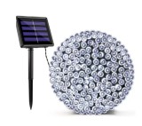 Instalatie Solara Decorativa Craciun 45m, 450 LED Alb Rece, BZRSH, Telecomanda, 8 Moduri Iluminare , Ghirlanda LED Exterior Interior, IP44, Autonomie