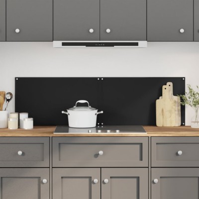 vidaXL Panou antistropi bucătărie 2 buc. negru 70x50cm sticlă securiz. 3315796 foto