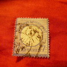 Timbru 7 kr.. violet Germania 1872 scut mic , stamp., usor subtiat