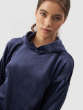 Hanorac din velur din material reciclat pentru femei - bleumarin, 4F Sportswear