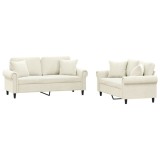 Cumpara ieftin Set de canapele cu perne, 2 piese, crem, catifea