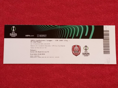 Bilet meci fotbal CFR CLUJ - FC BALLKANI (Conference League 03.11.2022) foto