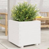 Cumpara ieftin Jardinieră de grădină, alb, 50x50x49,5 cm, lemn masiv de pin